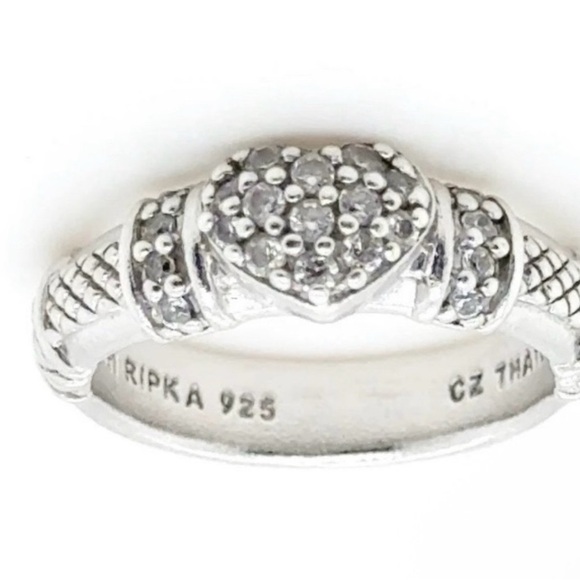 Judith Ripka Jewelry - Judith Ripka Silver Heart Ring with Clear Stones